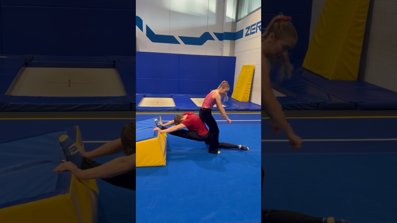 Male vs. Female Gymnast Flexibility Contest 😂 ​ #gymnast #sports #gymnastics #flexibility #splits