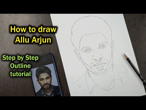 How to draw Allu Arjun Step by Step // full sketch outline tutorial for beginners