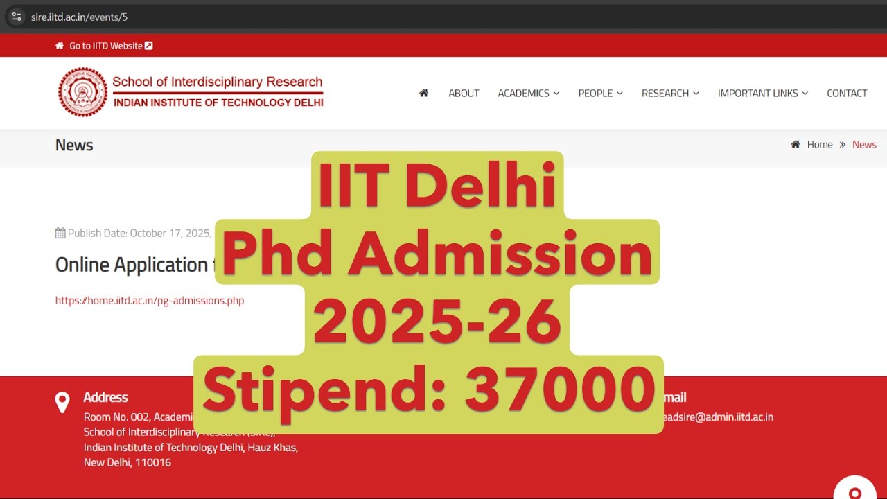 IIT Delhi PhD Admission 2025 | Official Notification Out | Eligibility, Dates & How to Apply