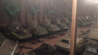 Barn full of snowmobiles