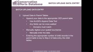 Conservation Efforts Database Tutorial: Batch Uploading