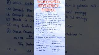 important questions 12th chemistry for board exam 2026