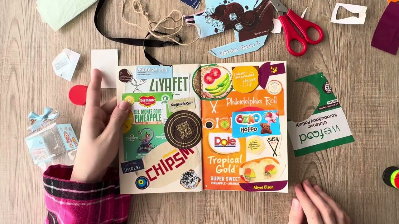 Birlikte junk journal yapıyor biraz sohbet ediyoruuz📓 çöp defteri ama benim anılarım 🥹