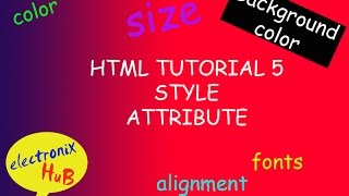 html Tutorial 5 - style attribute background color, color, font family,size and text align