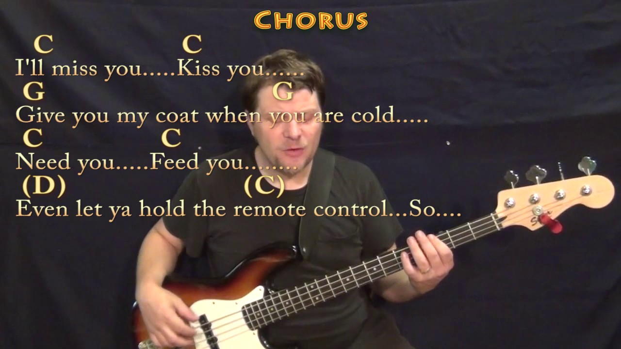 Grow Old With You (Adam Sandler) Bass Guitar Cover Lesson in G with