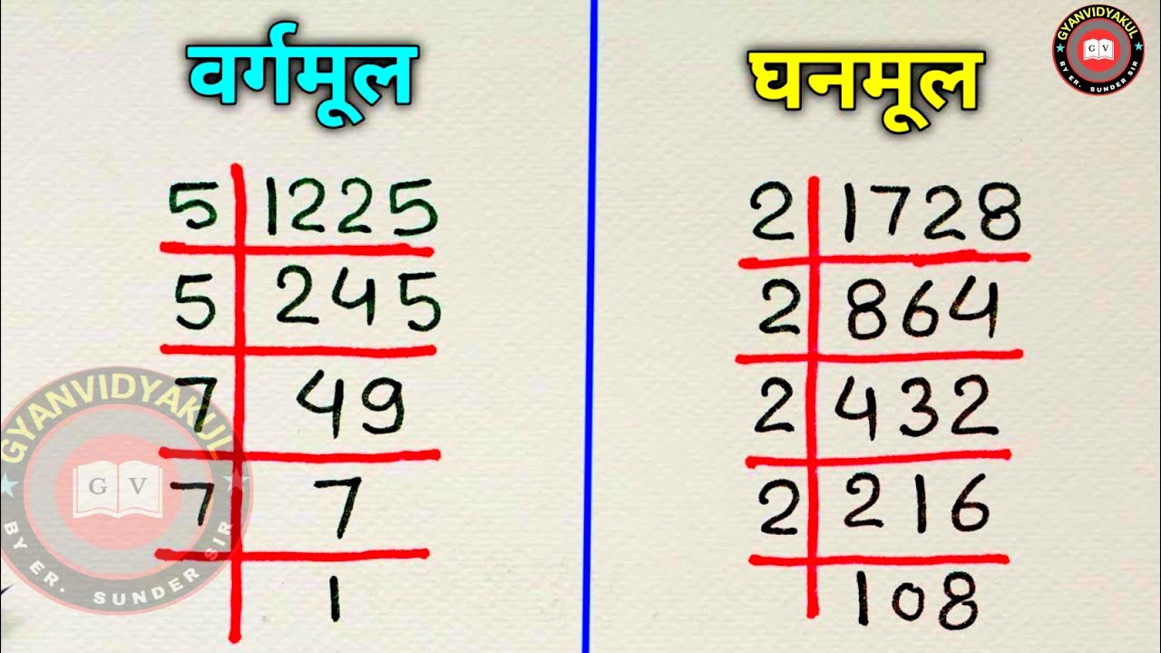 Ghanmul वर्गमूल और घनमूल निकालना सीखे | vargmul aur ghanmul | square root and ...