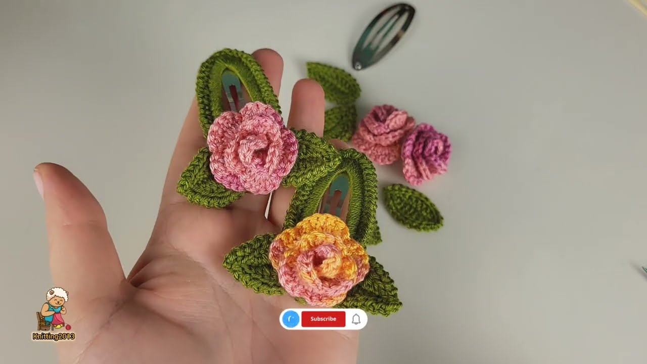 How to easily make a gorgeous crochet rose hair clip in 10 minutes!