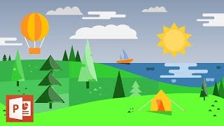 SPEEDART! BACK TO NATURE with Powerpoint - FLAT LANDSCAPE DESIGN screenshot 4