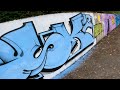 Cheap Graffiti using Water Spray for strong Blue letters