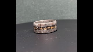 Damascus meteorite dinosaur bone ring