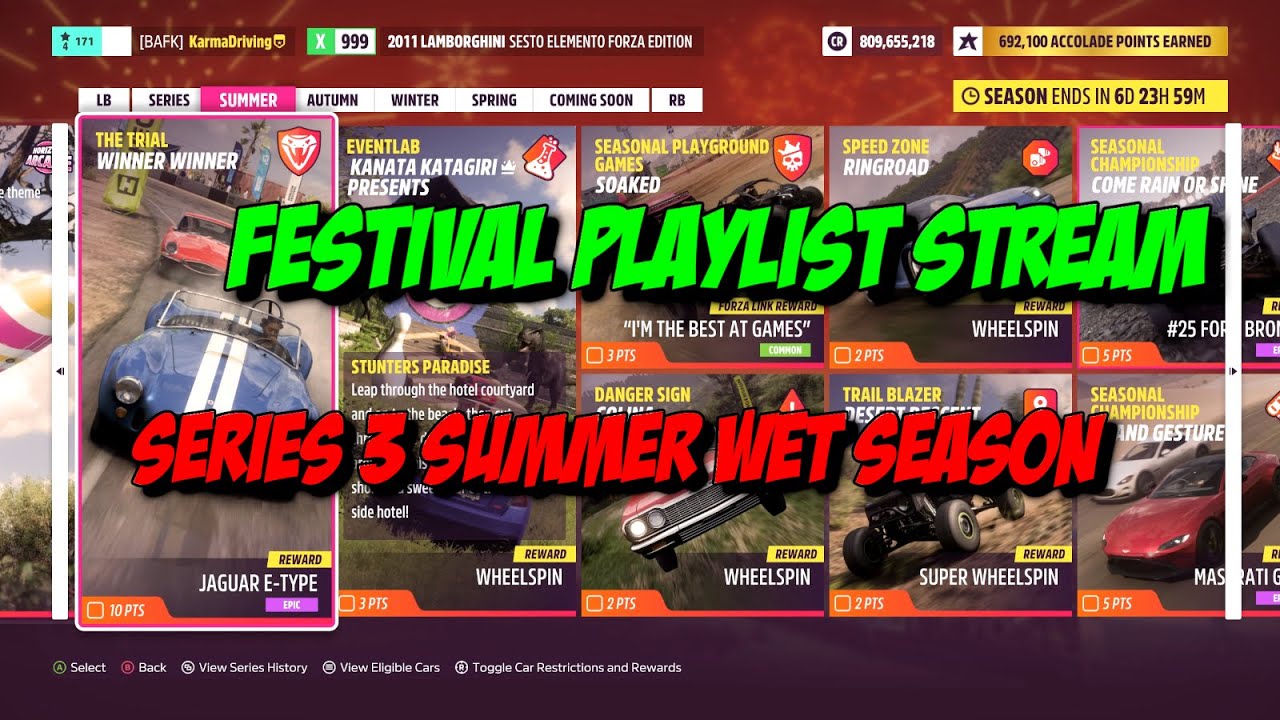 Forza Horizon 5 Festival playlist stream Series 3 summer wet season Forzathon Part 3