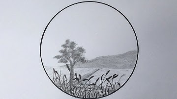 Vẽ TRANH PHONG CẢNH trong hình tròn BẰNG BÚT CHÌ | How to draw scenery with pencil for begginer