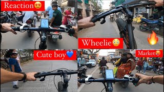 Crazy City Traffic Ride😱 | Cute boy Reaction 😍| Market Wheelie 🥵|
