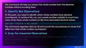Filtering Observations: Removing Whole Numbers with Decimal Points in Stata