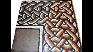 Freehand Roman Geometric Mosaic Pattern - Double, interwoven opposing directions loop guilloche.