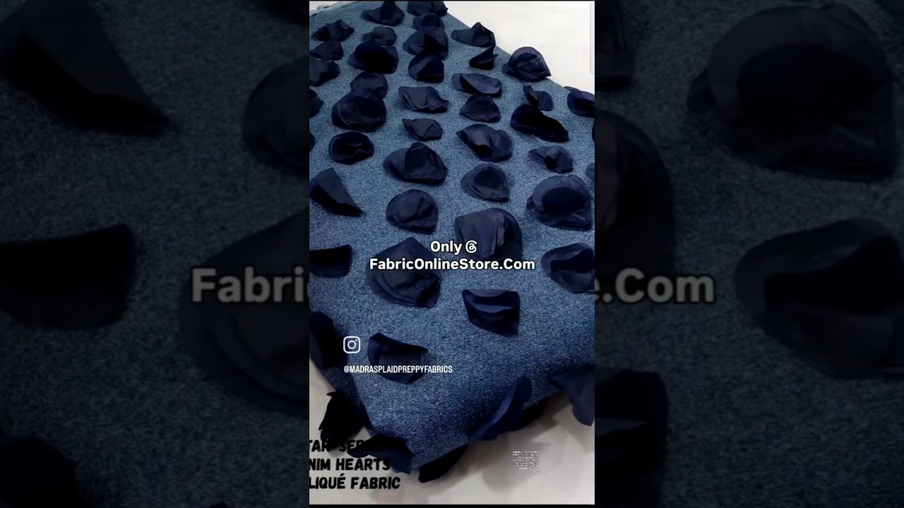 Applique Hearts Denim Fabric for 