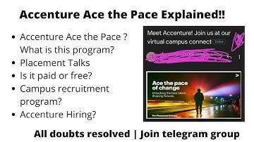 Accenture ACE The Pace Program Placement | 2020 2019 batch | BTech BE ME MTech Msc BSc