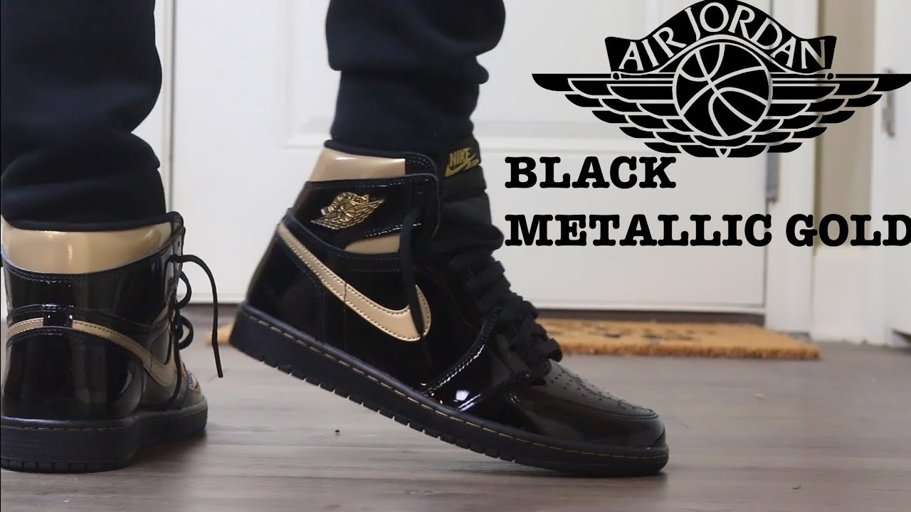 black gold jordan 1 on feet