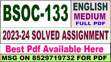 bsoc 133 solved assignment 2023-24 || bsoc 133 solved assignment 2024 in English || bsoc 133 english