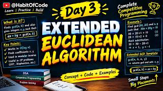 Day 3: Extended Euclidean Algorithm | GCD, Modular Inverse & CP | HabitOfCode