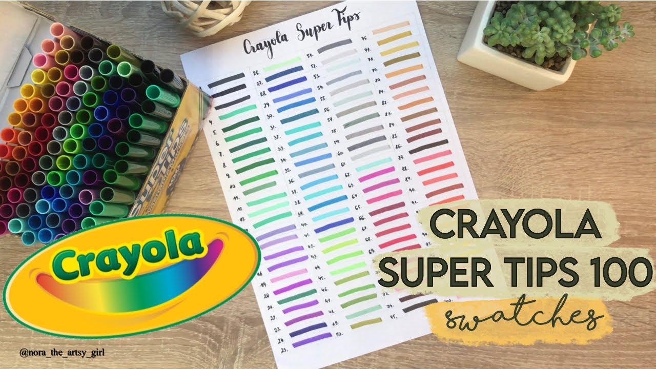 100 Crayola Super Tips Sort, Label & Swatch in Color Order 