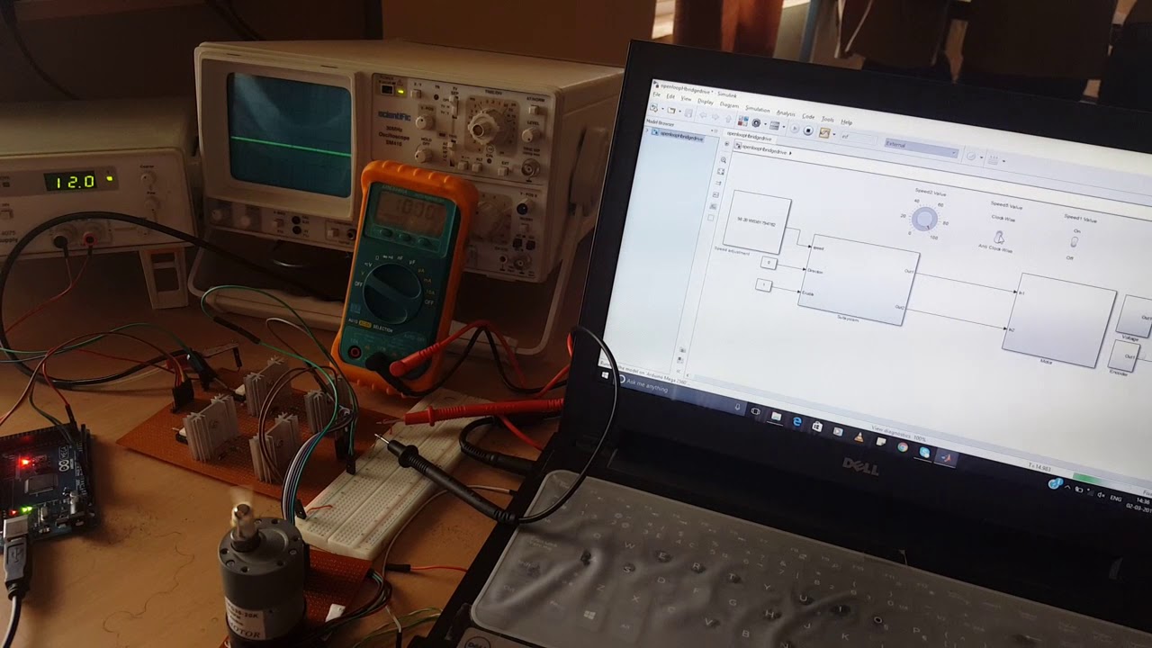 DC motor speed control using Arduino and Matlab simulink demo in lab ...