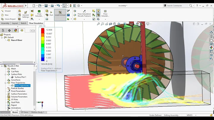 SolidWorks Flow Simulation Tutorial with Rotating Region on Run of River Hydro Turbine
