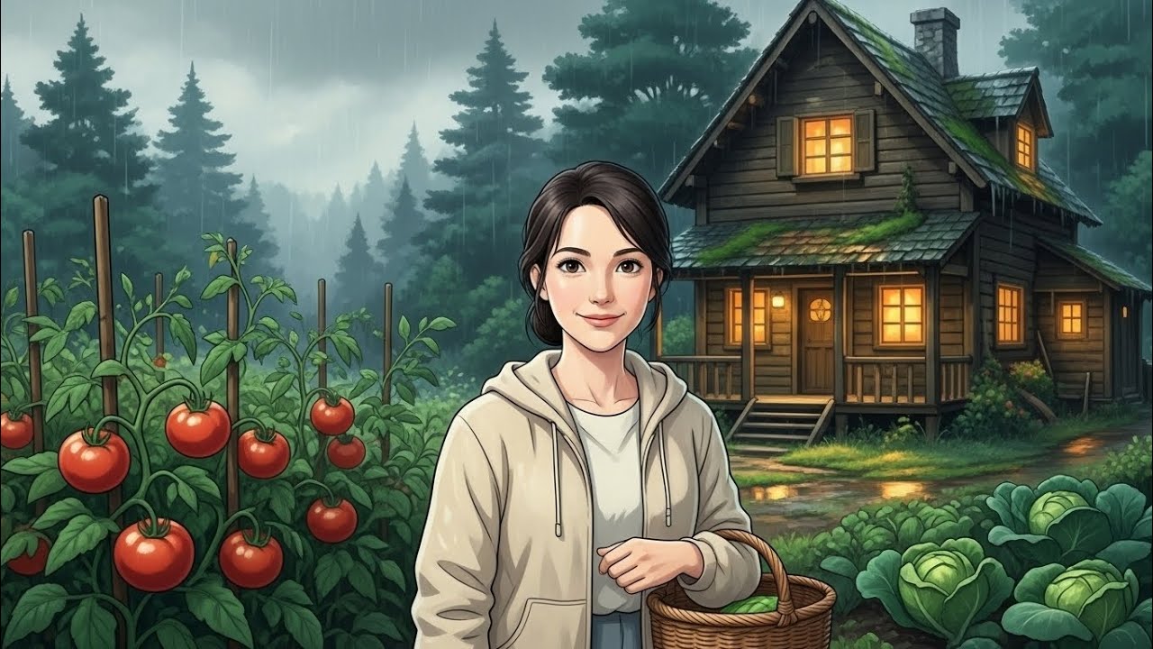 Cozy Rainy Night Animation | Ghibli-Style Sleeping Trio in a Cabin | Relaxing Rain ASMR Scene**