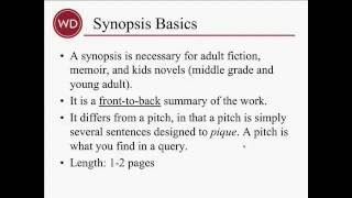 PREVIEW - Novel Synopses: A Step-by-Step Process for Writing Your Synopsis | WD Tutorials