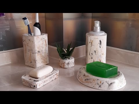 10 ₺ ye Banyo Seti /Make Bathroom Set With Cement#diy #kendinyap#cementcraft#recycling