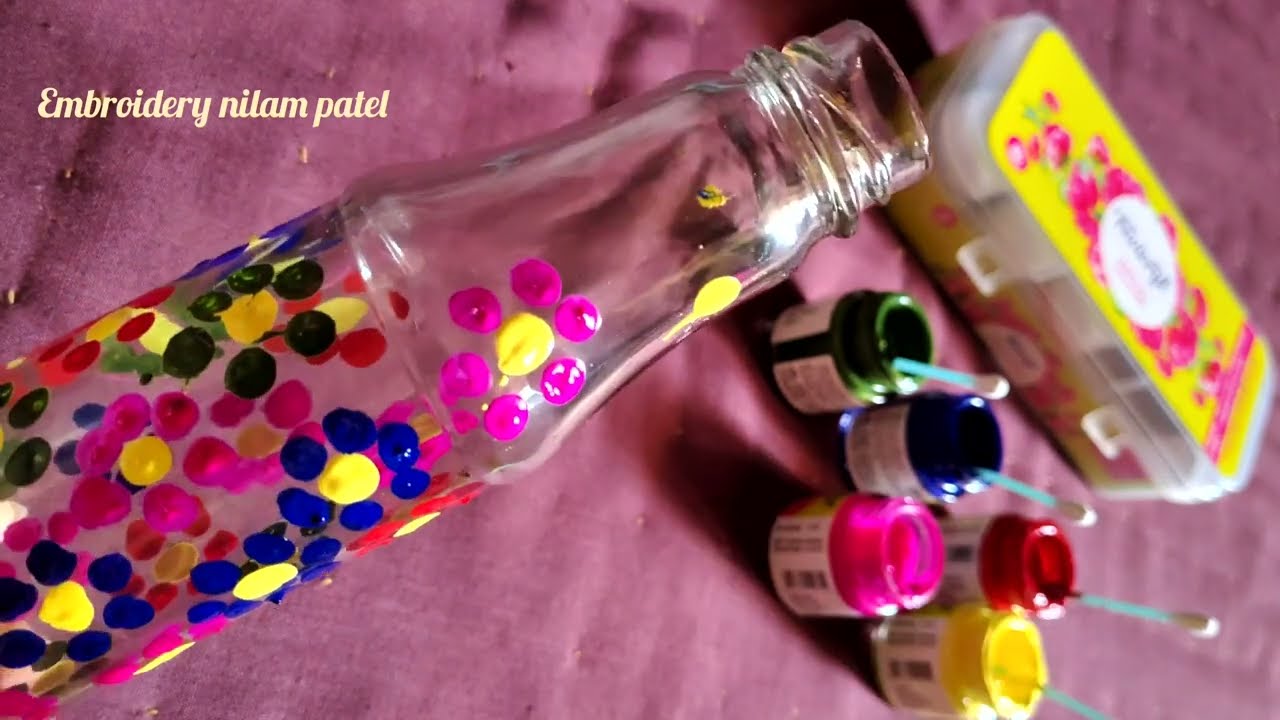 Glass Bottle Painting | Waste Bottle Reuse Idea | Bottle Decoration Ideas | Glass Bottle Art 
