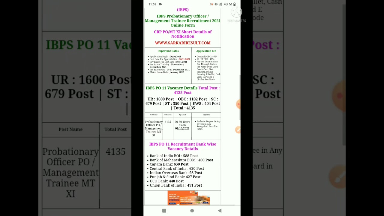 IBPS PO XI Exam Online Form 2021