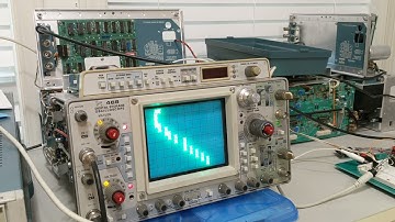 Tektronix 468 oscilloscope running Basic programs