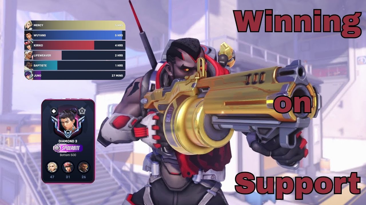 Игрок поддержки уровня Diamond пытается повысить свой ранг в Overwatch 2.