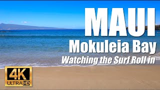 Watching The Gentle Waves Roll At Us And Crash The Beach At Slaughterhouse, Kapalua, Maui, Hawaii 4K