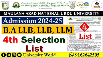Manuu B.A LLB, LLB, LLM 4th Selected List 2024 @UniversityWorld
