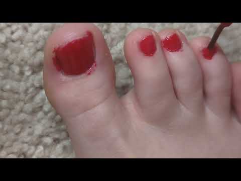 Painting Toes With Red Nail Polish!