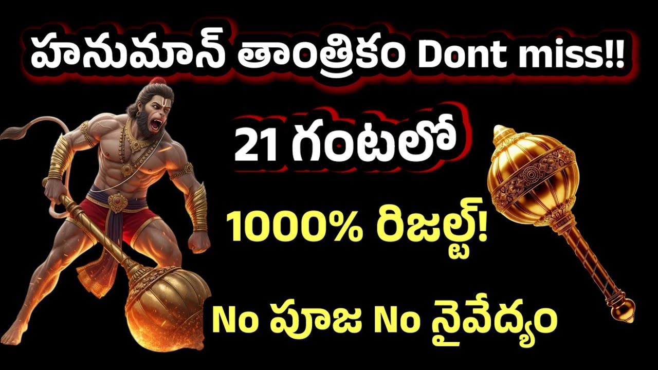 హనుమాన్ తాంత్రికం  don't miss 21 గంటలో 1000% రిజల్ట్ no పూజ  no నైవేద్యం!