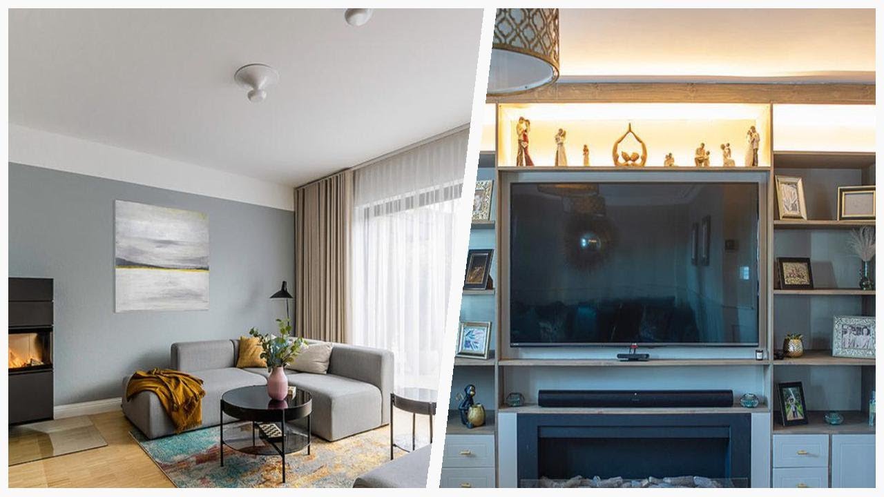 75 Bamboo Floor Living Space With A Hanging Fireplace Design Ideas You'll Love 🔴