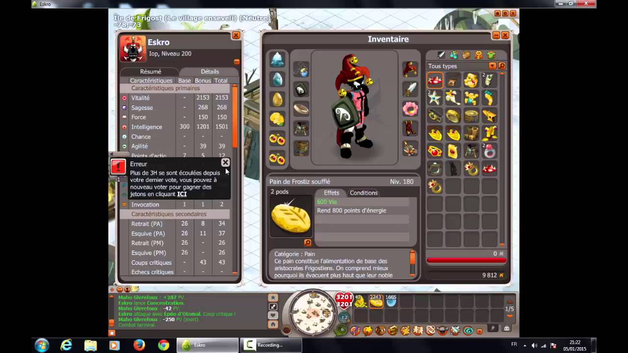 comptes de jeux dofus, iop terre + eni feu 200 full stuf