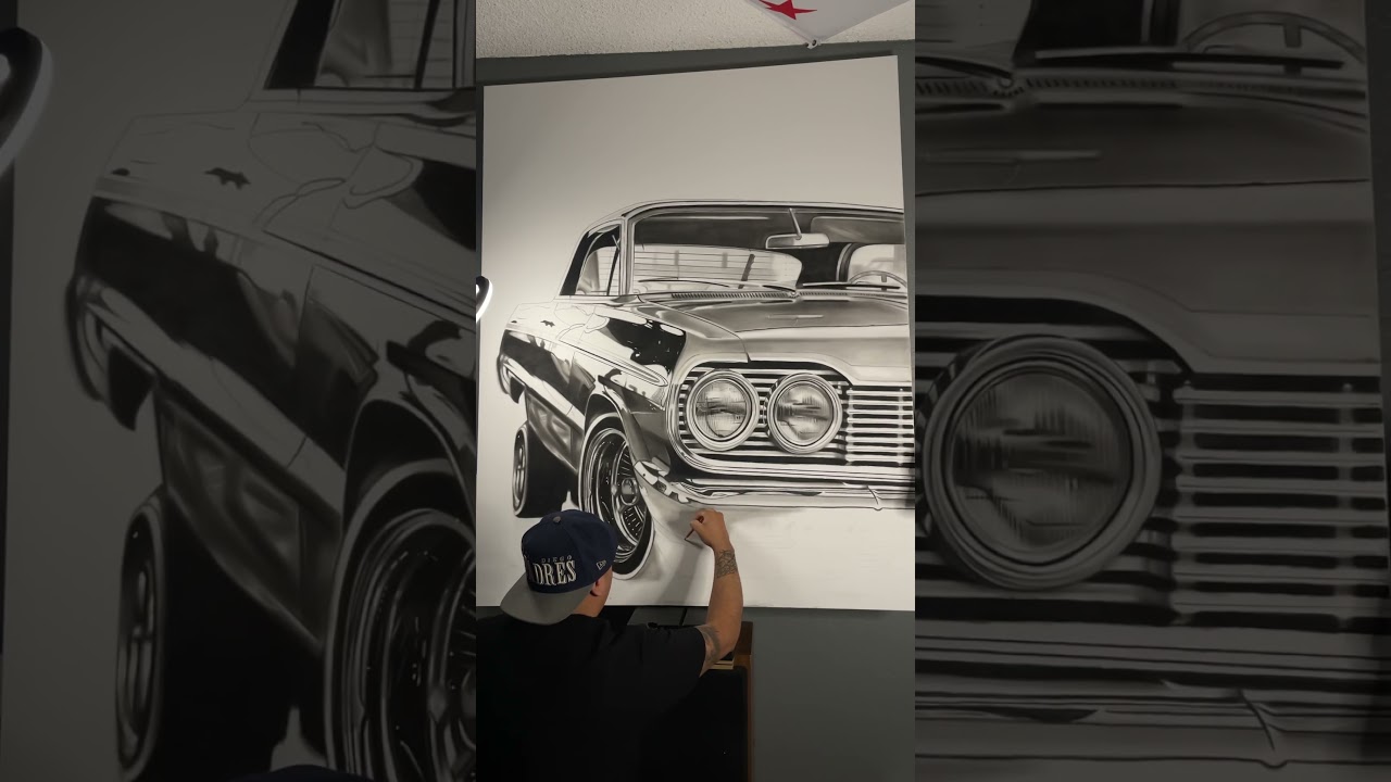 1964 IMPALA LOWRIDER REALISTIC DRAWING 