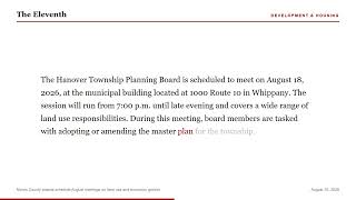 Morris County boards schedule August meetings on land use and economic growth