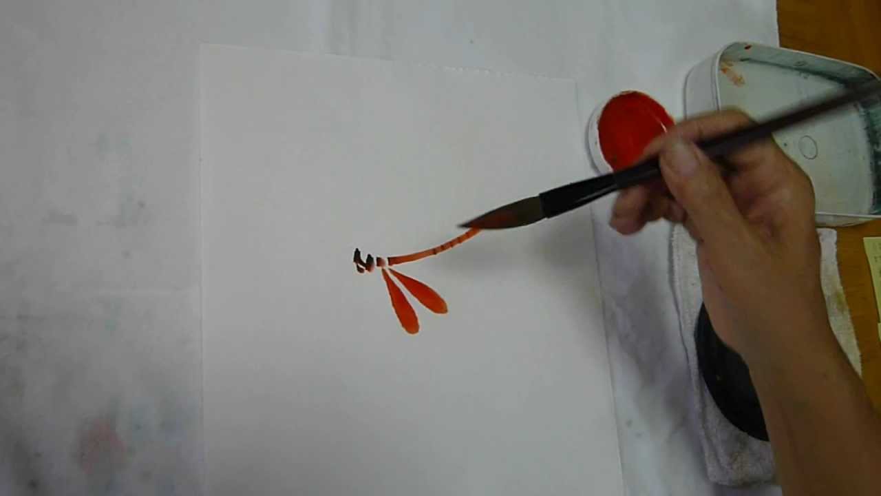 水墨画 Sumi E 赤とんぼの描き方動画 Youtube