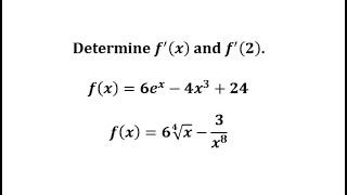 Determine Basic Derivatives and Derivative Function Values (No Chain)