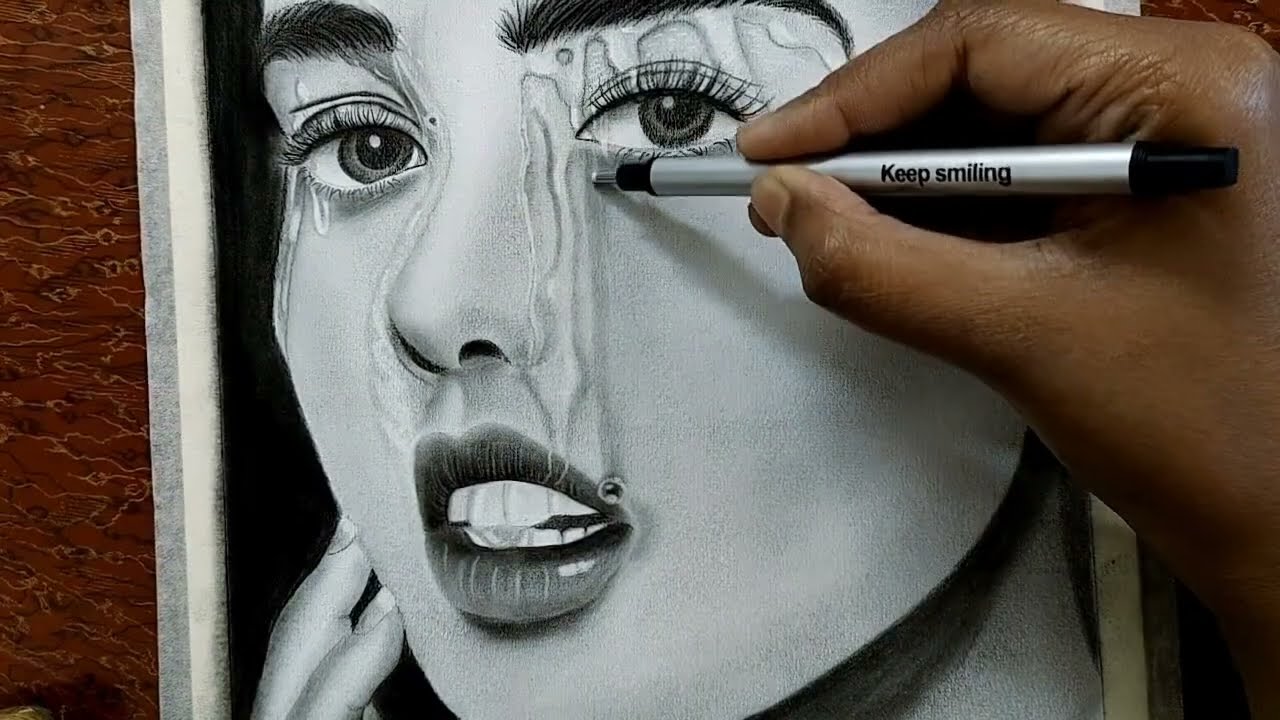 How to draw realistic sketch ll charcoal sketch ll water texture ll water droplets 💦