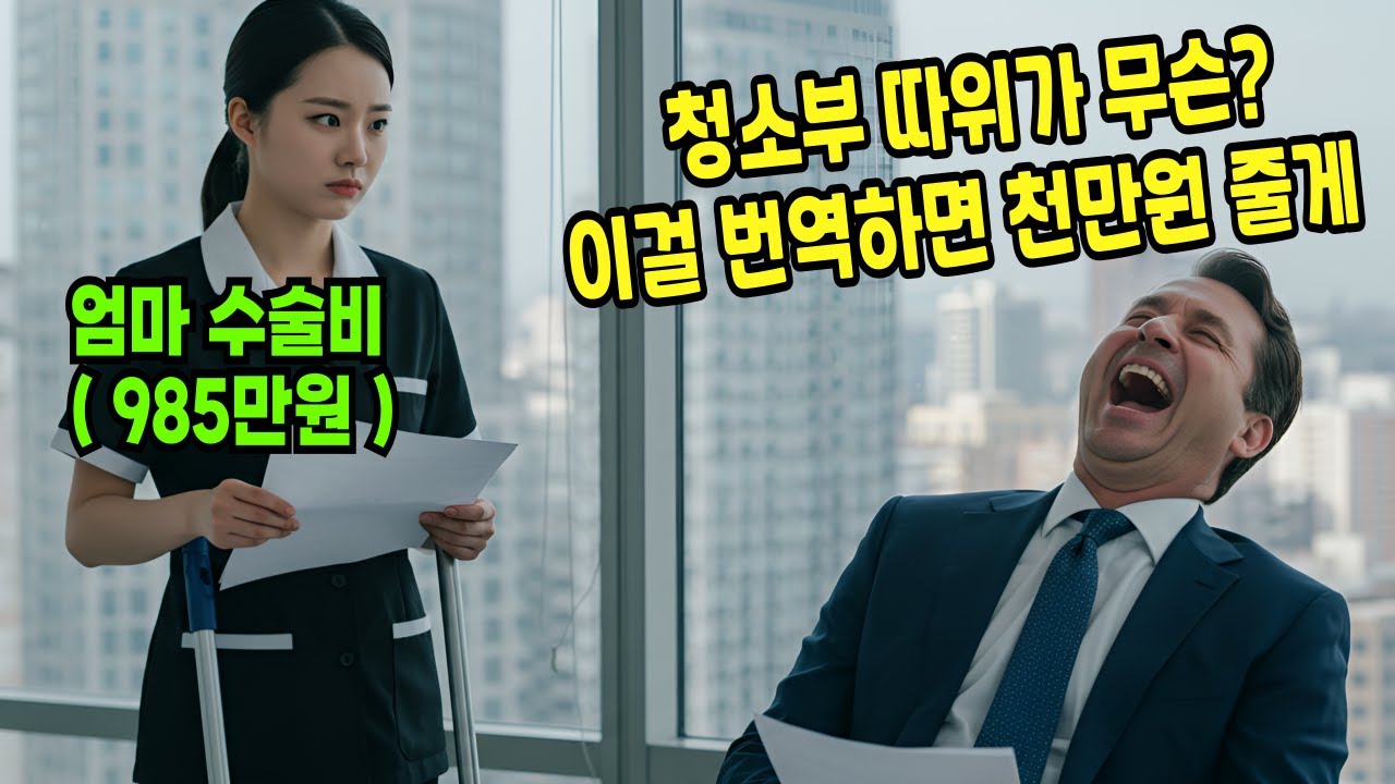 '이걸 번역하면 천만원 줄게' 한국 소녀를 조롱한 미국 백만장자, 청소부가 번역한 문서가 회사를 구했다 | 감동사연