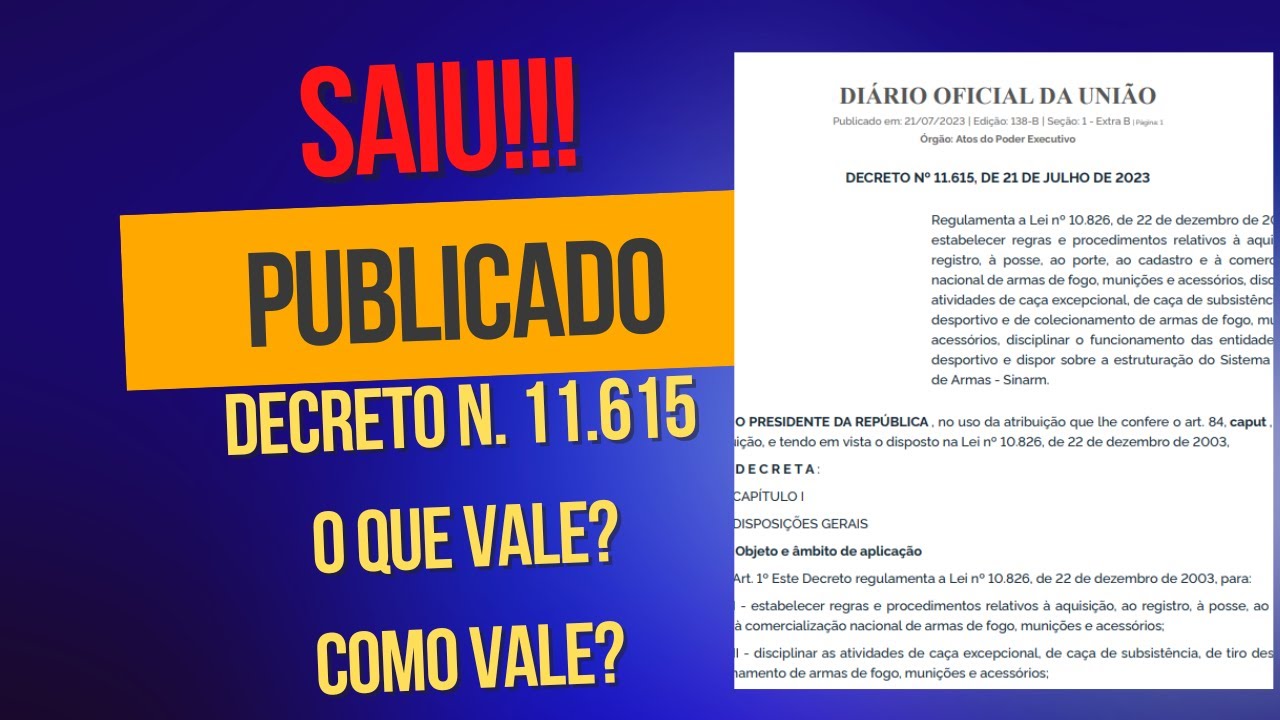 SAIU! Publicado o Decreto 11.615 de 21 de Julho de 2023 - YouTube