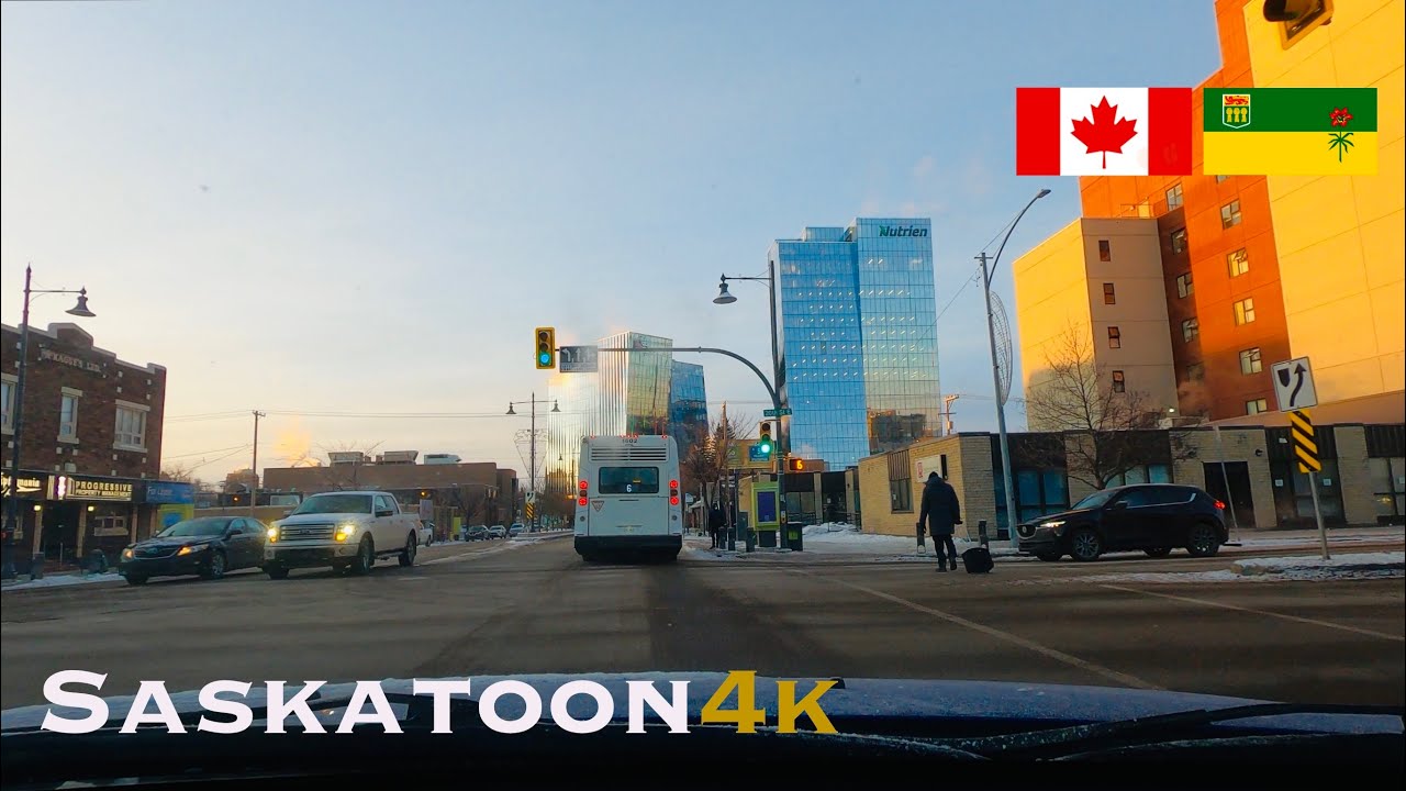 Saskatoon 4K - Winter Tour of Downtown Saskatoon