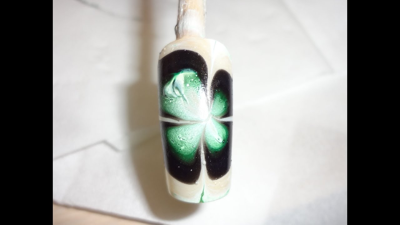 JenniferInNails | St.Patricks Day Clover Water Marble Nail Art Tutorial