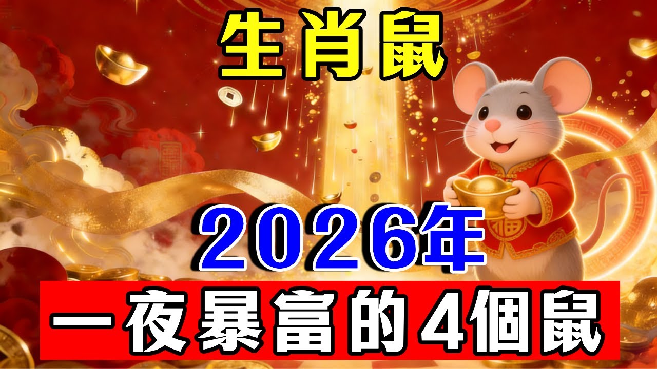 生肖鼠：2026年，一夜暴富的4個年份屬鼠人，看看有你嗎？#生肖 #運勢 #命理 #屬相 #風水 #財運 #佛陀 #佛學 #佛法 #佛教 #修行 #智慧 #因果 #佛家
